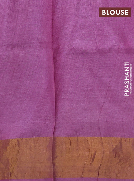Pure tussar silk saree lavender shade with allover prints and zari woven border