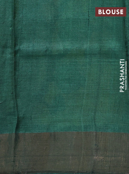 Pure tussar silk saree light green and green with allover prints and zari woven border