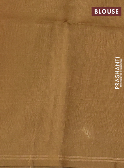 Kora silk cotton saree red and sandal with zari woven buttas and piping border