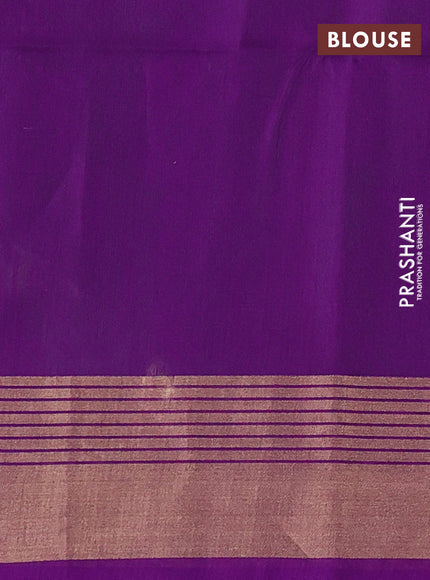 Kora silk cotton saree pastel green and purple with thread & zari woven buttas and zari woven border