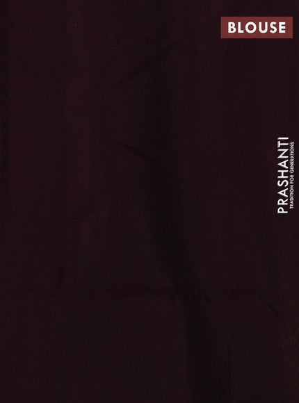 Kora silk cotton saree violet and coffee brown with thread woven buttas and piping border