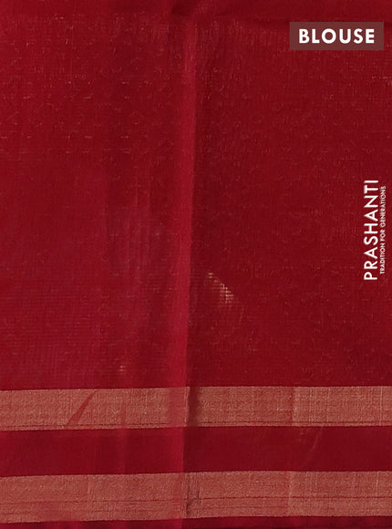 Kora silk cotton saree teal green and wine shade with allover thread & zari woven buttas and rettapet zari woven border