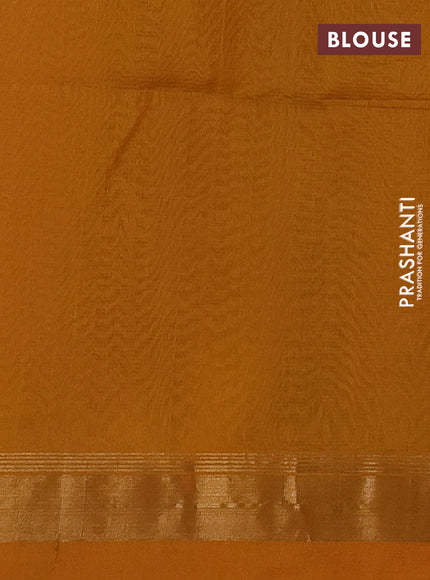 Kora silk cotton saree purple and dark mustard with allover thread & zari woven buttas and zari woven simple border
