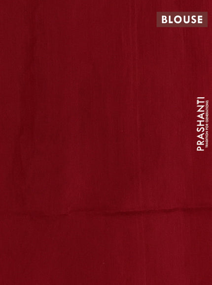 Kora silk cotton saree sunset orange and maroon with thread & zari woven buttas and temple woven border