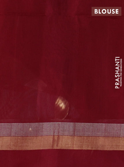 Kora silk cotton saree dark green and maroon with zari woven buttas and zari woven simple border