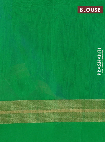 Kora silk cotton saree blue and green with allover thread & zari woven buttas and zari woven simple border