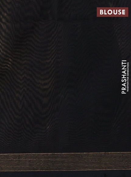 Kora silk cotton saree beige and black with thread weaves & buttas and piping border
