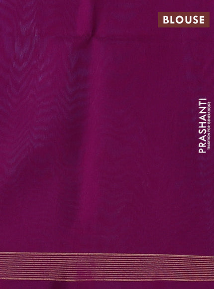 Kora silk cotton saree pastel blue and magenta pink with thread weaves & buttas and small zari woven border