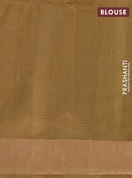 Kora silk cotton saree black and sandal with silver & gold zari woven buttas and zari woven border