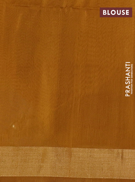 Kora silk cotton saree dual shade of greenish maroon and mustard yellow with thread & zari woven buttas and zari woevn border