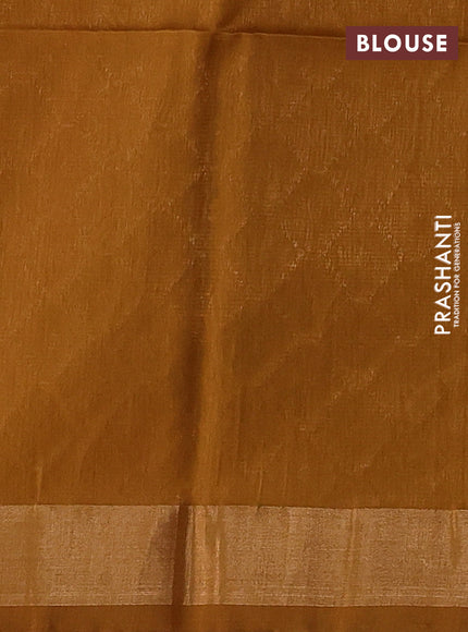 Kora silk cotton saree red and mustard yellow with allover thread & zari woven buttas and zari woven border