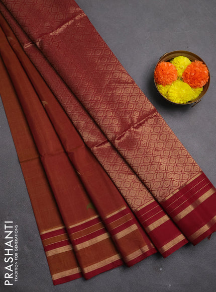 Kora silk cotton saree pastel maroon and deep maroon with allover thread & zari woven buttas and rettapet zari woven border