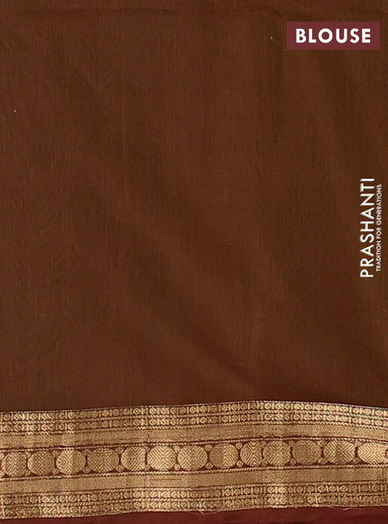 Kora silk cotton saree lime green and maroon with allover thread & zari woven buttas and zari woven border