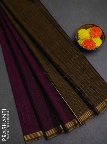 Kora silk cotton saree magenta pink and dark mustard with allover zari weaves pattern and zari woven border