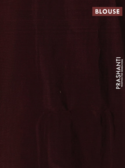 Kora silk cotton saree dark mustard and deep maroon with thread & zari woven buttas and small zari woven border