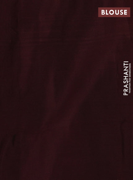Kora silk cotton saree navy blue and maroon with thread & zari woven buttas and small zari woven border