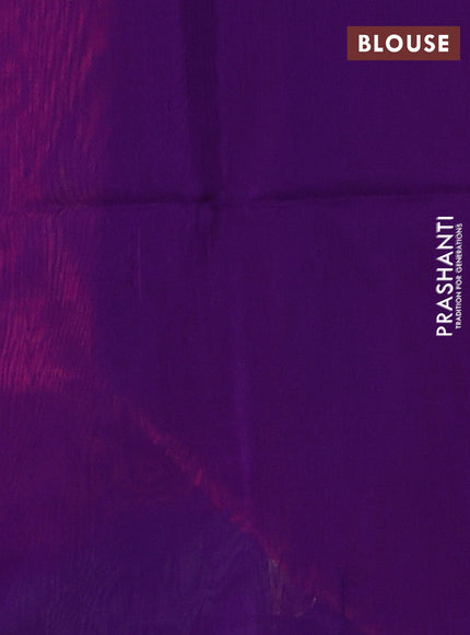 Kora silk cotton saree pink and violet with thread woven buttas and small thread woven border