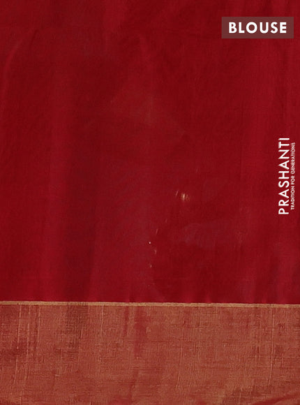 Kora silk cotton saree bottle green and red with thread & zari woven buttas and zari woven border