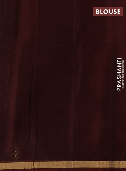 Kora silk cotton saree bottle green and maroon with zari woven buttas and small zari woven border