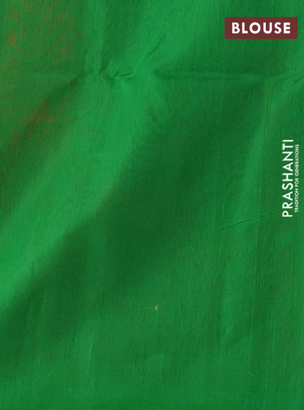 Kora silk cotton saree red and green with allover thread woven buttas and simple border