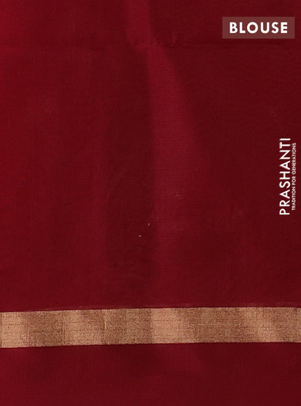 Kora silk cotton saree black and maroon with allover thread & zari woven buttas and zari woven simple border