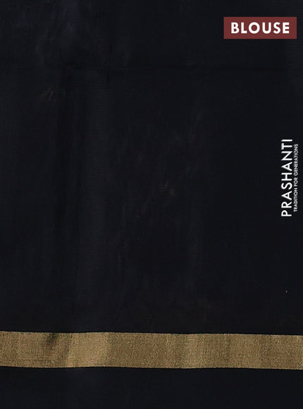 Kora silk cotton saree grey and black with allover thread & zari woven buttas and zari woven simple border