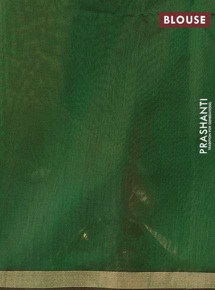 Kora silk cotton saree dark mehendi green and green with allover thread & zari woven buttas and small zari woven border