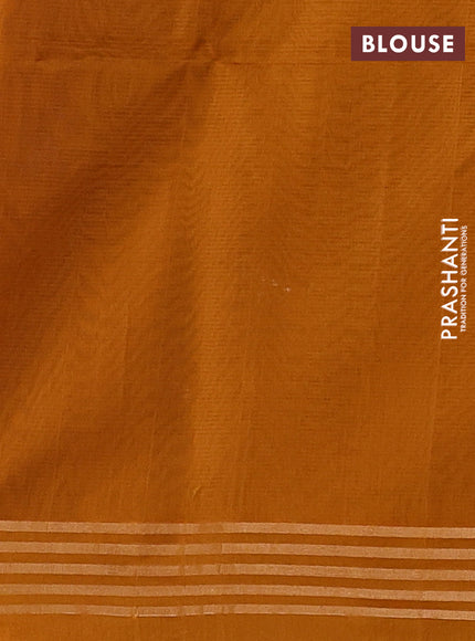 Kora silk cotton saree navy blue and orange with allover silver & zari woven buttas and zari woven border