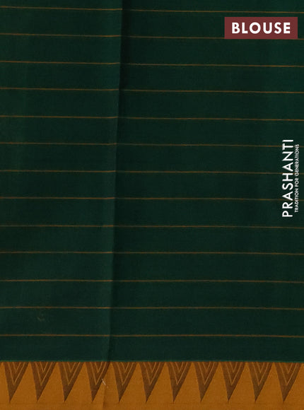 Kora silk cotton saree green and mustard yellow with allover thread checks & buttas and thread woven border