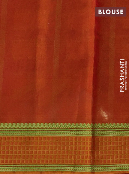 Kora silk cotton saree purple and dark mustard with thread woven buttas and thread woven border