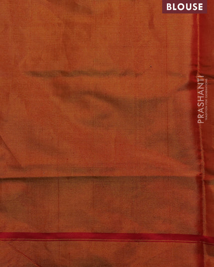 Rajkot patola silk saree green and red with allover ikat weaves and ikat woven zari border