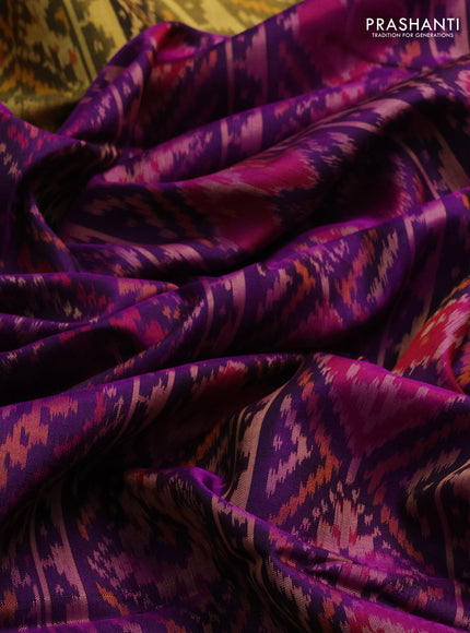 Rajkot patola silk saree purple with allover ikat weaves and ikat woven zari border