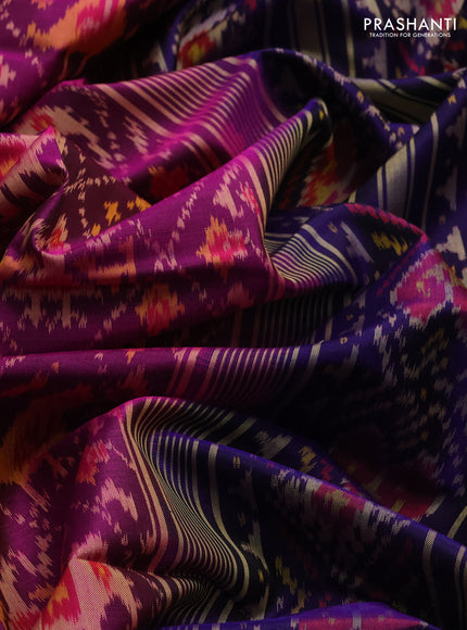 Rajkot patola silk saree purple and violet with allover patola weaves and ikat woven border