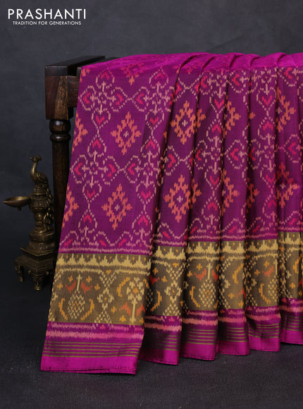 Rajkot patola silk saree purple with allover ikat weaves and ikat woven zari border