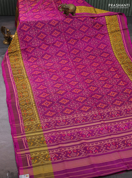 Rajkot patola silk saree purple with allover ikat weaves and ikat woven zari border