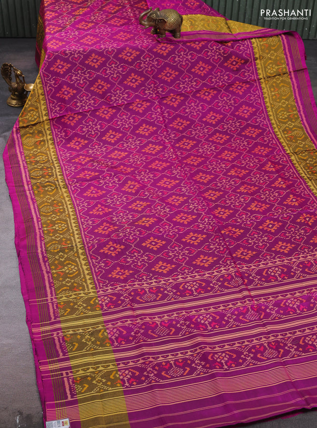 Rajkot patola silk saree purple with allover ikat weaves and ikat woven zari border