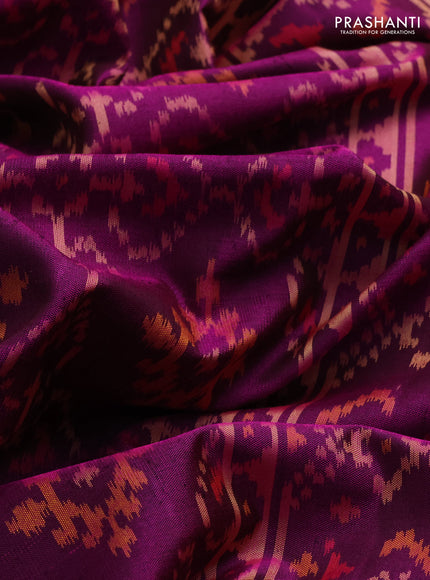 Rajkot patola silk saree purple with allover ikat weaves and ikat woven zari border