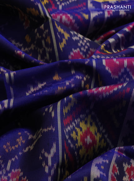 Rajkot patola silk saree blue with allover ikat weaves and zari woven border