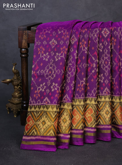 Rajkot patola silk saree purple with allover ikat weaves and zari woven border