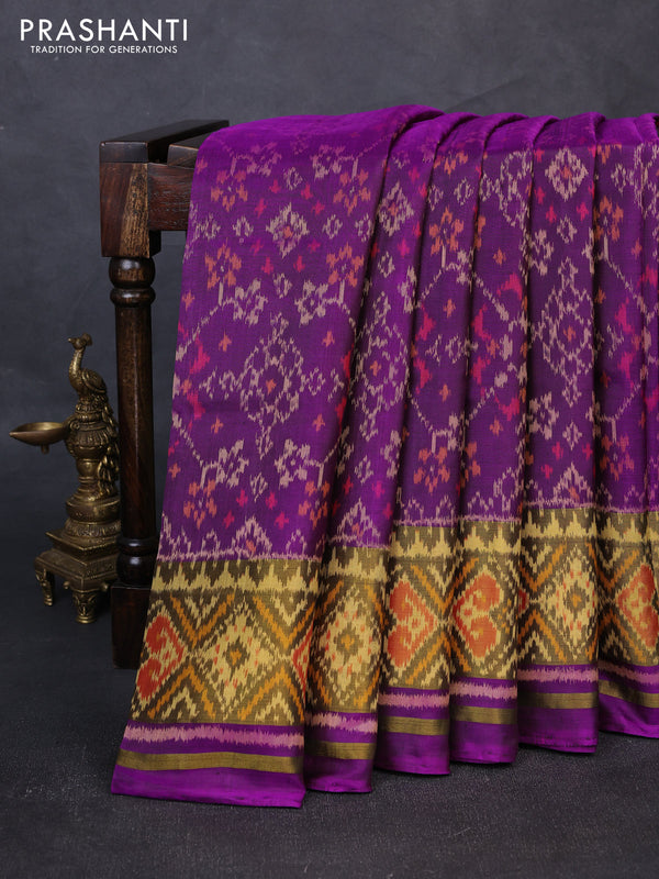 Rajkot patola silk saree purple with allover ikat weaves and zari woven border