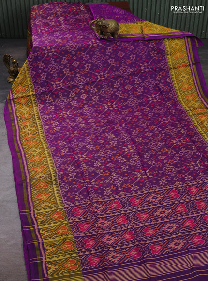 Rajkot patola silk saree purple with allover ikat weaves and zari woven border