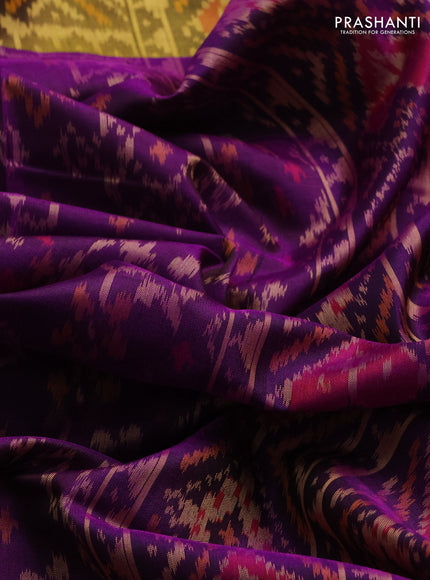 Rajkot patola silk saree purple with allover ikat weaves and zari woven border