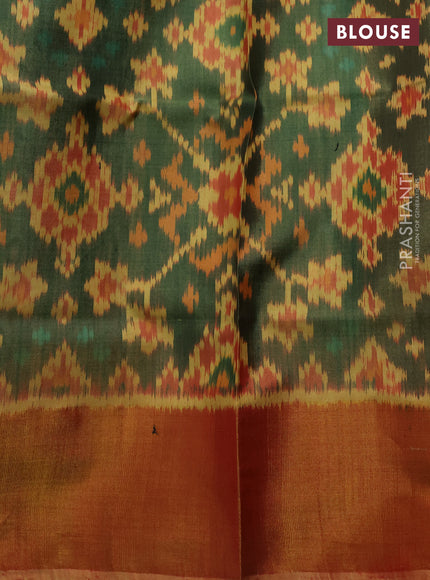 Rajkot patola silk saree green shade and red shade with allover ikat weaves and zari woven border