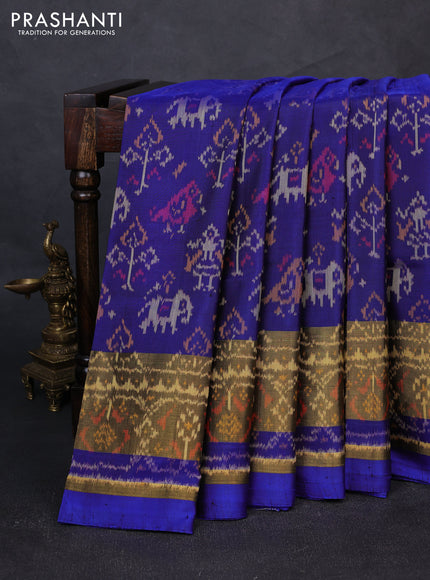 Rajkot patola silk saree blue with allover patola weaves and zari woven border