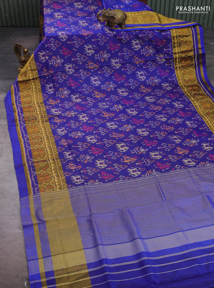 Rajkot patola silk saree blue with allover patola weaves and zari woven border
