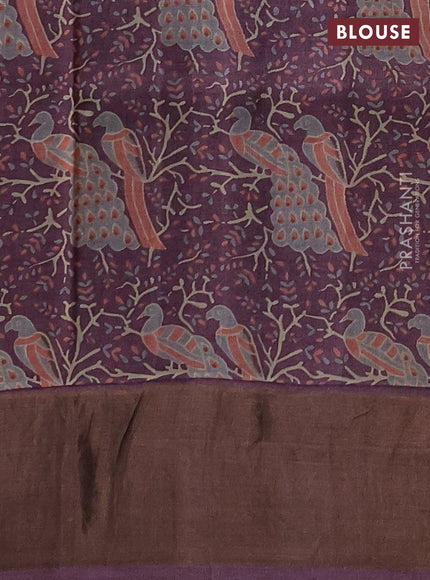Pure tussar silk saree pista green and wine shade with allover zari checked pattern and zari woven border