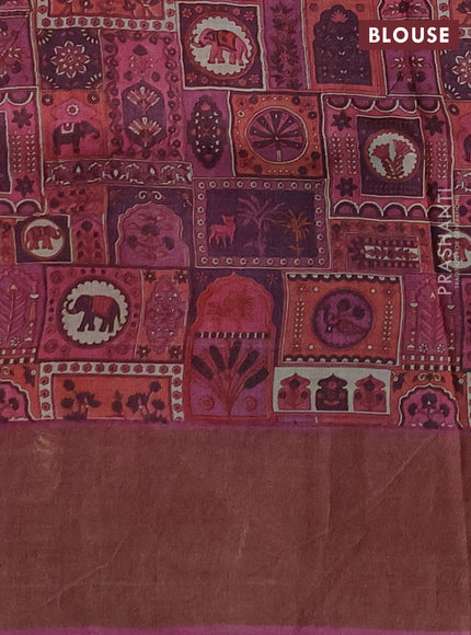 Pure tussar silk saree cs blue and pink shade with allover zari checked pattern and zari woven border