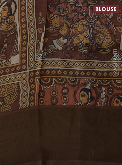 Pure tussar silk saree mustard yellow and brown with allover zari checked pattern and zari woven border