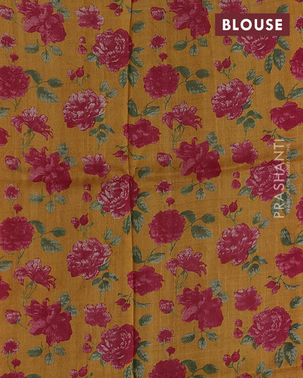 Pure tussar silk saree pink and mustard yellow with allover zari checked pattern and zari woven border