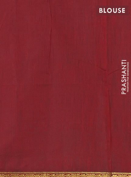 Semi maheswari cotton saree light green and maroon with allover zari weaves & buttas and small zari woven border